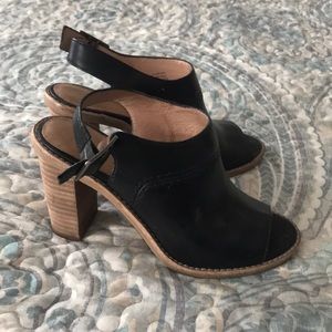 Madewell Open Toe Black Leather Heels